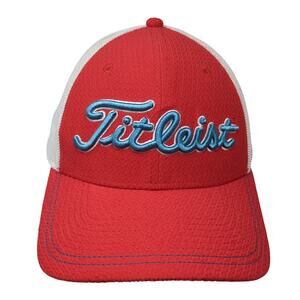 Titleist Spell Out Fitted Trucker Hat Red Large Mesh Back Colorblock